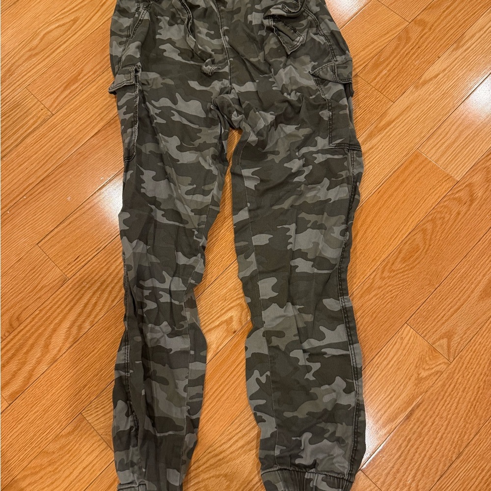 Camo Cargo Jogger Pants - Olive Green Kids